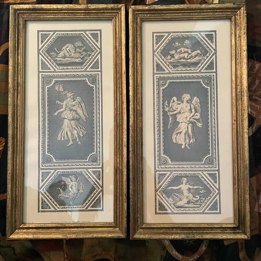 Neoclassical lithograph set of two